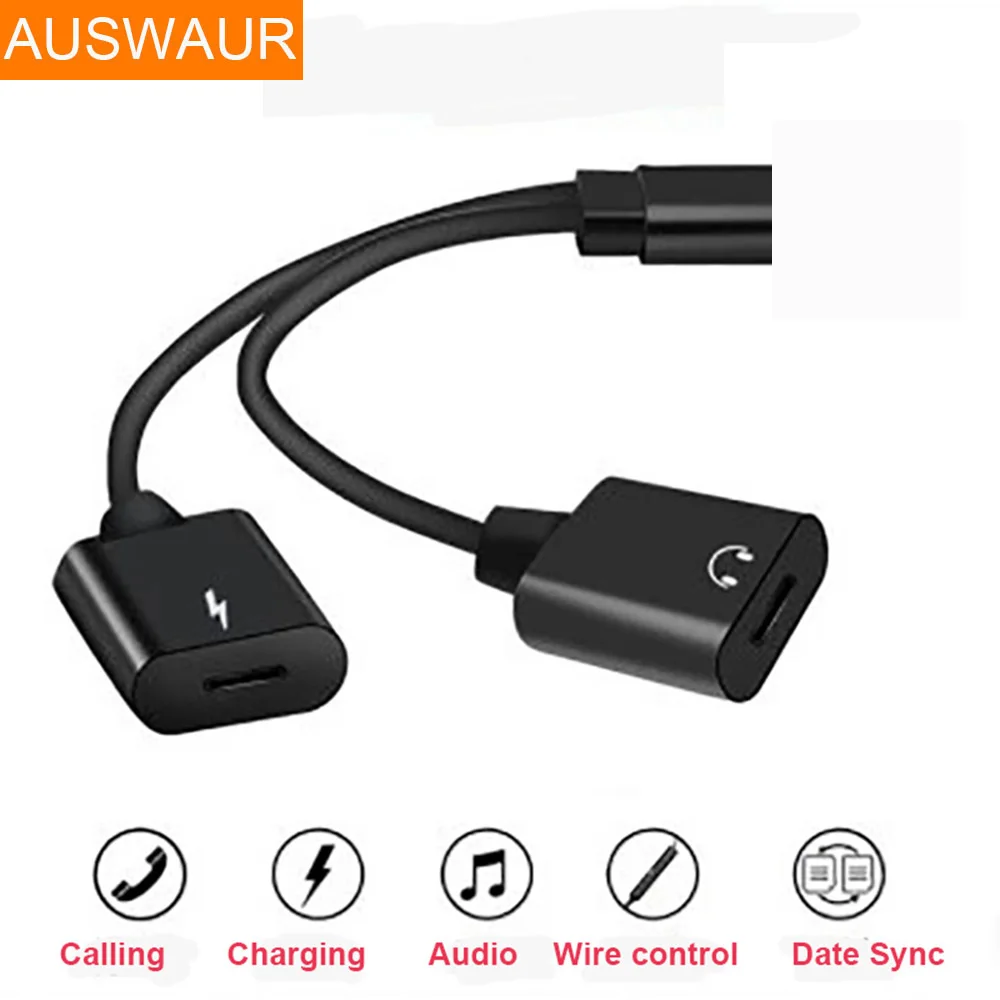 

2 in 1 Headphone Audio Adapter for iPhone X XR XS MAX 7 8 Plus Phone Charging Cable Audio Charging Adapter Splitter Cable