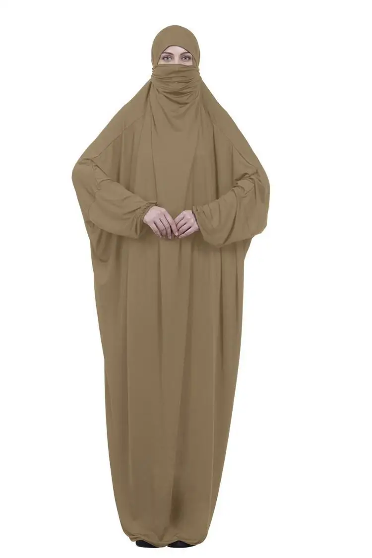 Burqa Khimar jilbaba abaya Kaftan tobe мусульманский хиджаб платье исламское молебовое платье для молитвы служение полное покрытие рукав летучая мышь - Цвет: Coffee