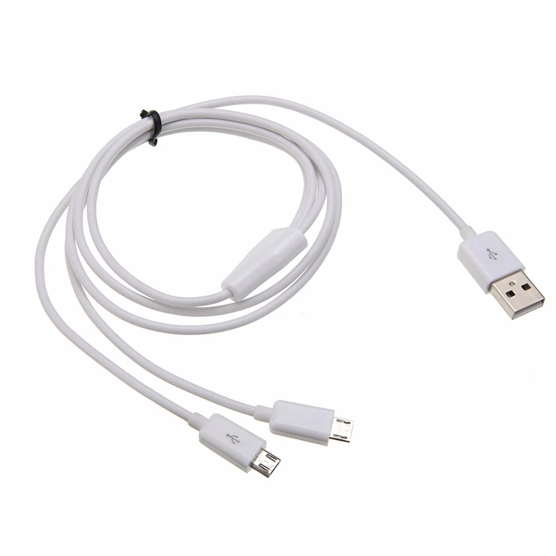 Черно-белый USB 2,0-двойной 2 Micro USB 2,0 Мужской y-разветвитель высококачественный универсальный кабель для зарядки данных 0,2 м/футов/1 м/3 фута