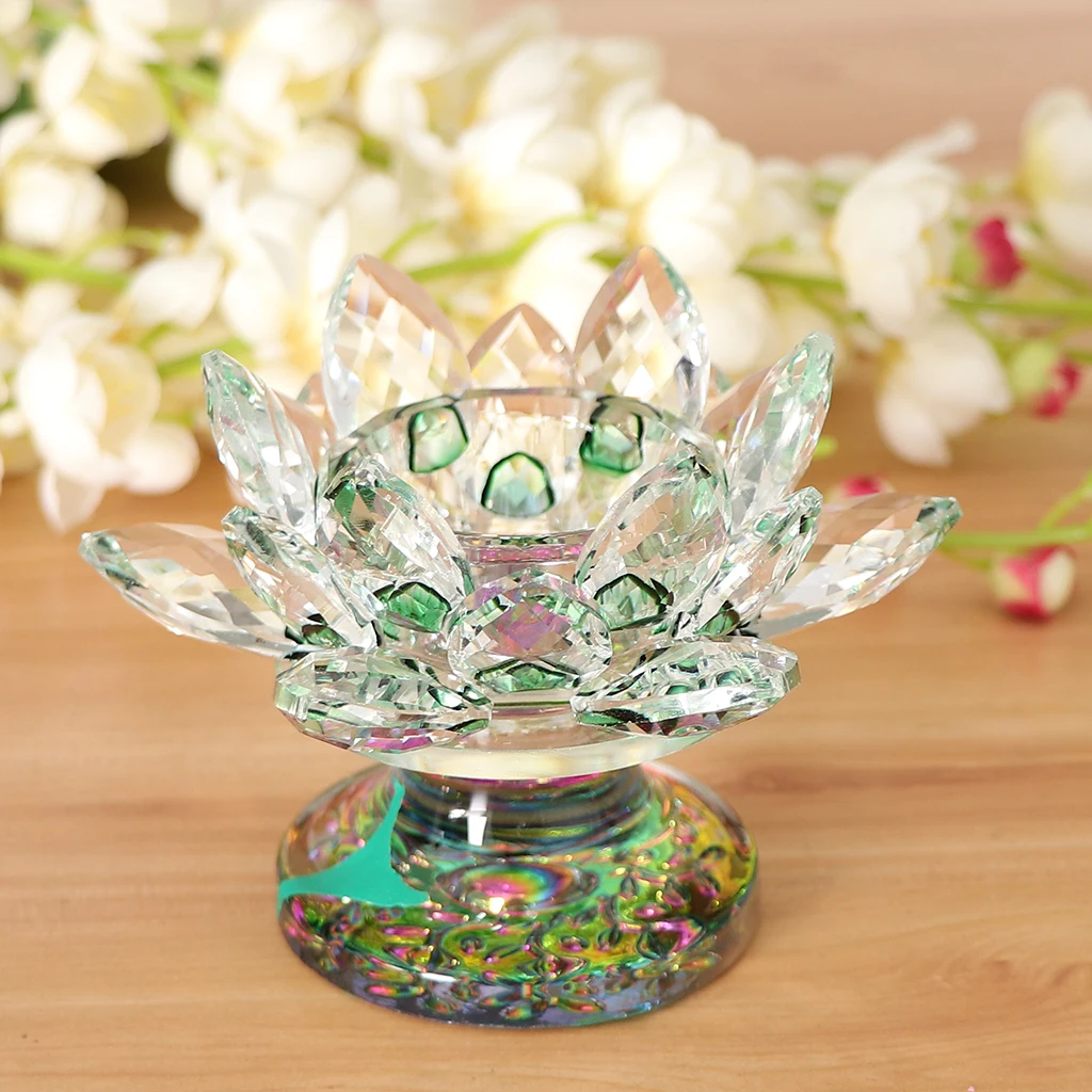 Tealight Candle Lotus Candle Holder Feng Shui Stand Candlesticks Crystal Glass Wedding Centerpieces