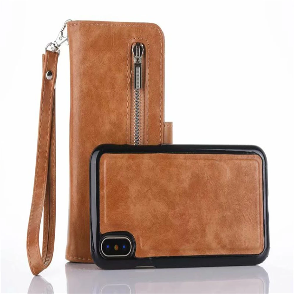CBL 2 في 1 سستة محفظة جلدية حقيبة لهاتف أي فون X 8 7 7 زائد 6 6 S زائد فليب غطاء إطار هاتف محمول ل فون XS ماكس XR 5 5 S SE حالة