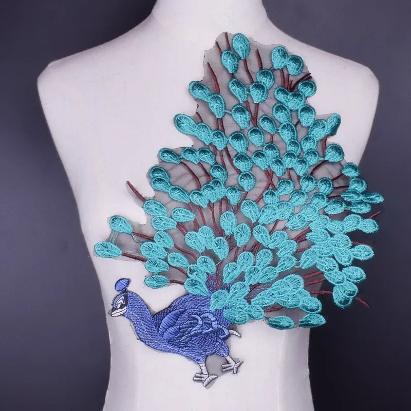 

Blue Peacock Craft collar Venise Pearl Floral Embroidered Applique Trim Decorated Lace Neckline Collar Sewing clothing Accessory