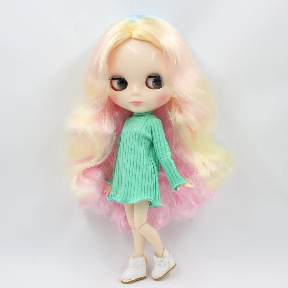 

factory blyth doll 1/6 bjd joint body white skin golden and pink and blue and white colorful hair BL1017/136/288/6005 30cm
