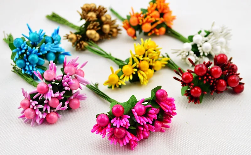 10pcs Artificial Flower For Wedding Decoration DIY Stamen Christmas Foam flowers Scrapbooking Wreath Fake Flowers 10pcs Artificial Flower For Wedding Decoration DIY Stamen Christmas Foam flowers Scrapbooking Wreath Fake Flowers