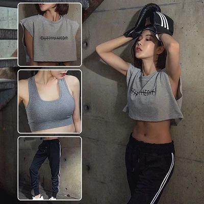 Женский спортивный бюстгальтер для йоги Ropa Deportiva Mujer топ и штаны костюм бега 2019| |