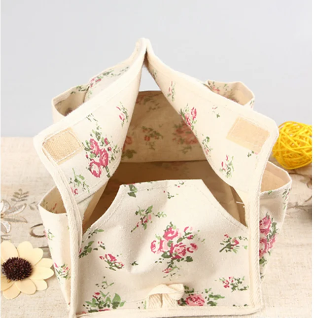 

Zakka Pastoral Floral Flower Tissue Box Home Desktop Storage Box Multifunctional Waterproof Cotton and Linen Tray Organizer
