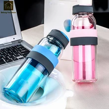 Креативный цветной милый двухслойный стеклянный безопасный чай прозрачное питьевое стекло es Крышка для чашек Calice стеклянная посуда бутылки стеклянные продукты LKE098