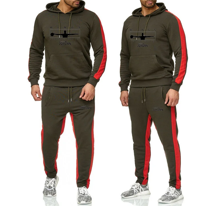 Брендовый модный костюм JORDAN 23 весна и осень мужская спортивная одежда с принтом мужские толстовки пуловер хип-хоп мужские спортивные толстовки - Цвет: Бежевый