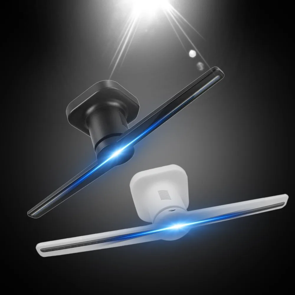 LED Holographic Projector Portable Hologram Player 3D Holographic Dispaly Fan Unique Hologram Projector Black/White