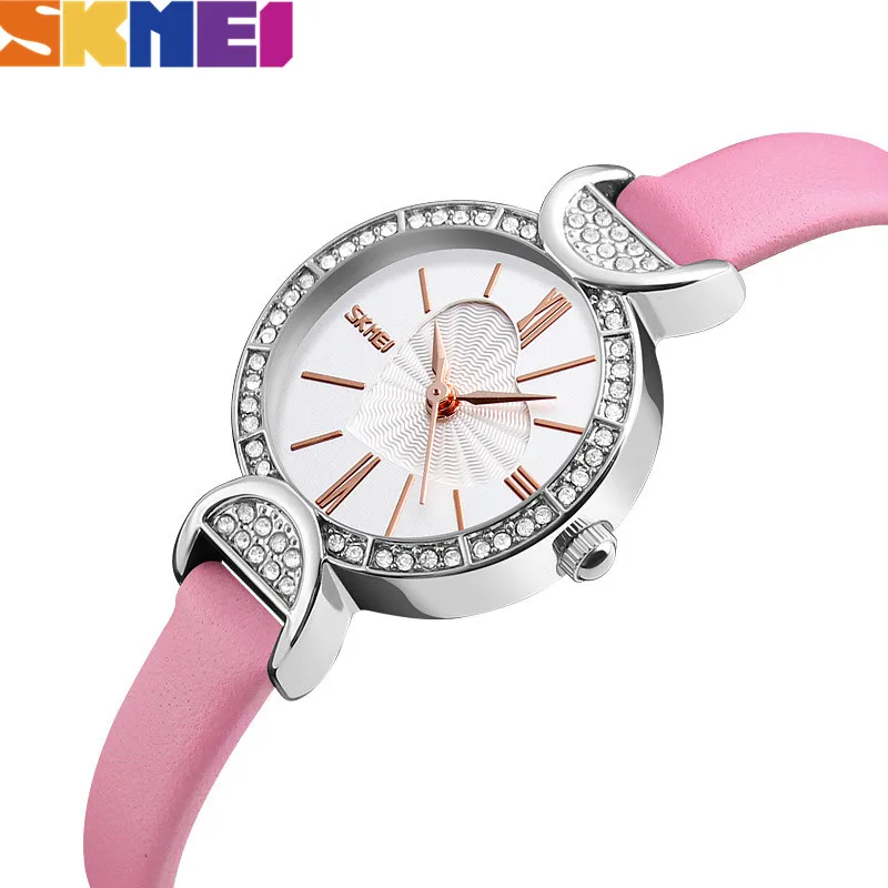 

SKMEI Fashion Quartz Watch Women Top Brand Luxury Women Clock Watches Leather Strap Ladies Female Wrist Watch reloj mujer 9146