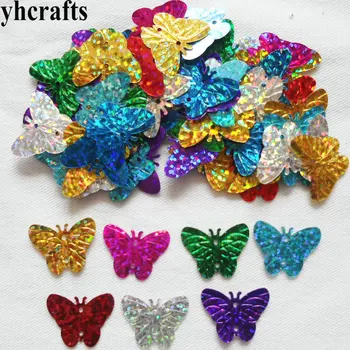 

25gram/Lot 20mm butterfly with hole sequin Craft material Kindergarten crafts Intelligence Creative activity item Wholesale OEM