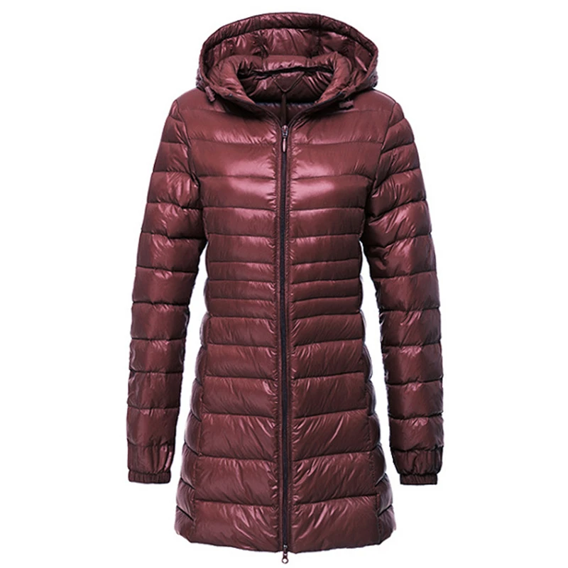  Ultra light Down Jacket Women Autumn Winter White Duck Down Jacket Casual Long Hooded Coat Plus Siz