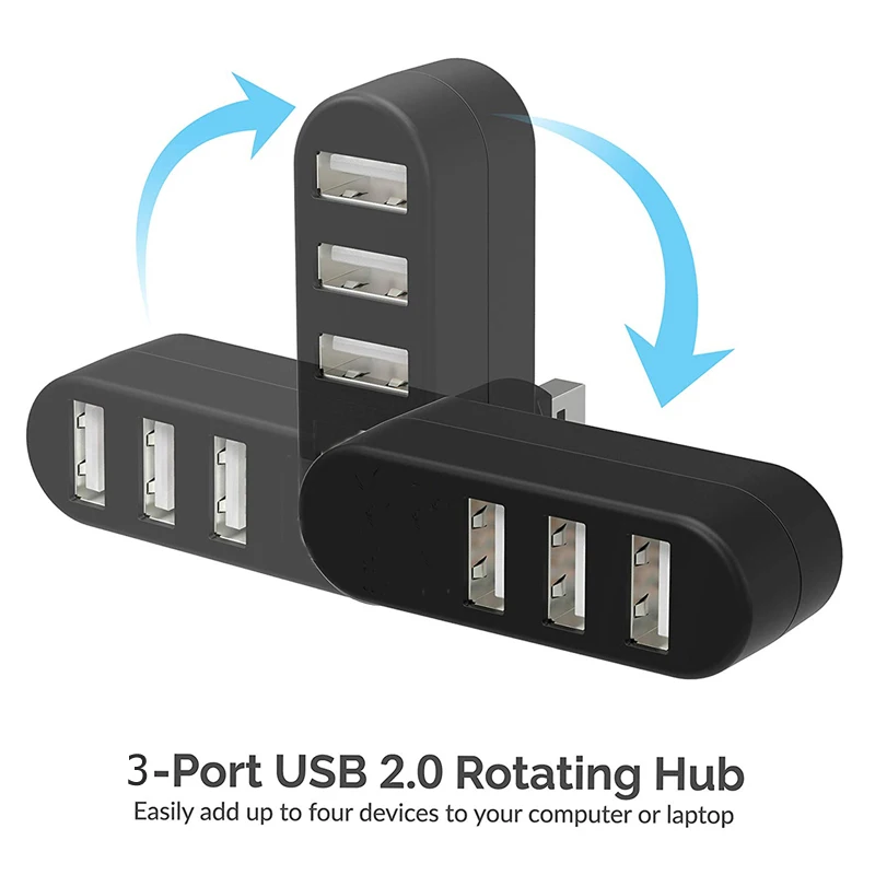 USB 2 0 концентратор 3 порта s Mini поворотный 180 Multi разветвитель адаптер для ПК