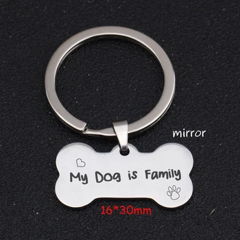 

Distinctive Bone Keychain Engraved My Dog Is Family For Dog Mom DOG ID Key Ring Gift Trendy Jewelry Animal Holder