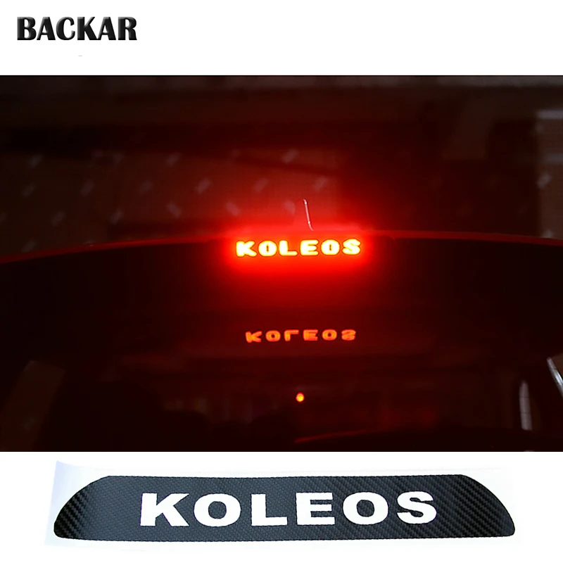 

Car-styling 3D Carbon Fiber Emblems Stickers For Renault KOLEOS 2009-2016 Auto High Mounted Brake Stop Light Lamp Accessories
