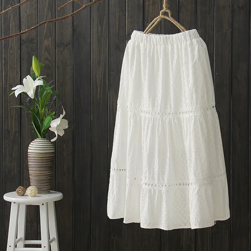 

2017 spring and summer lace embroidery flower cutout 100% cotton high waist skirt a bust full dress