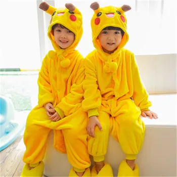 

Flannel Children Pajama Set Kid Dinosaurs Pikachu Unicorn Totoro Stitch Tiger Pajamas Sleepwear Jumpsuit Cartoon Cosplay Costume