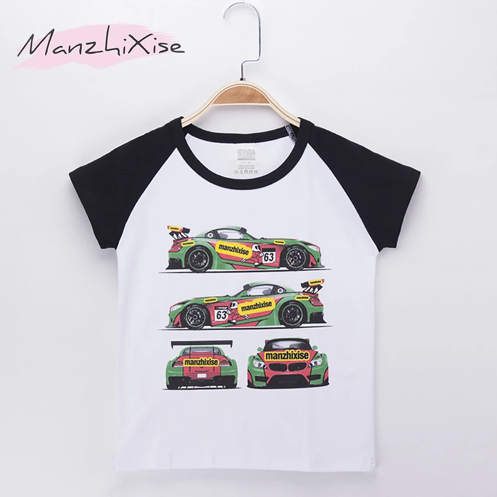 

2019 Fashion Nova Kids T-shirt For Children Racing Car Race Cartoon Print O-Neck Top Cotton Boy Short T Shirts Baby Boys Clothes