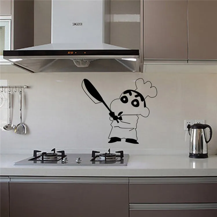 Японский мультфильм виниловая наклейка на стену Crayon Shin chan кухонный шкаф