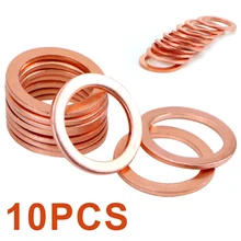 LEEPEE Solid Copper Crush Washers Sump Plug Oil Seal Tools 10*14*1mm Fasteners Accessories 10 Pieces/Set for Car Truck Vehicle