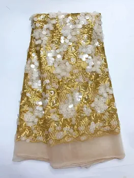 

Tulle Net Lace Nigeria Lace High Quality African 3D Flower Lace Fabric French Tulle Lace Embroidery Fabric With Sequin For Dress