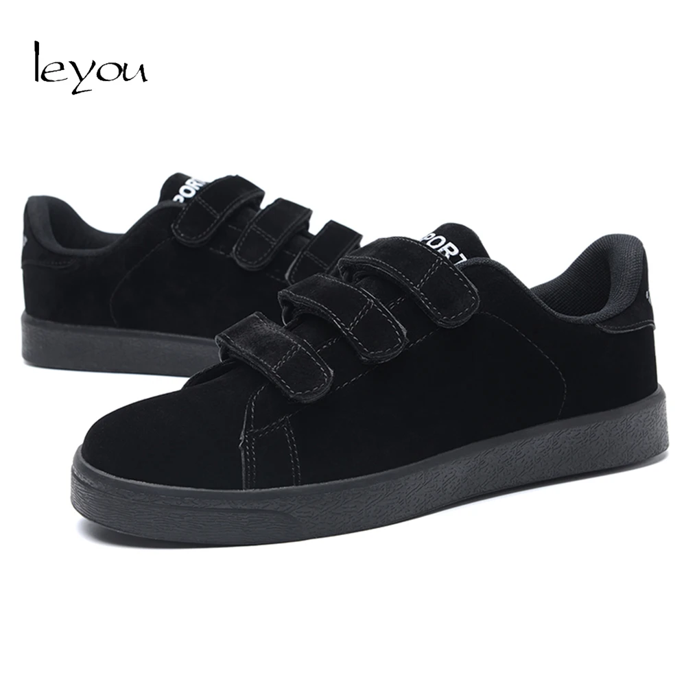 Leyou تزلج أحذية الرجال هوك حلقة حذاء كاجوال شقة العلامة التجارية رياضية الذكور في الهواء الطلق أحذية جلدية اليدوية جديد الشقق منصة