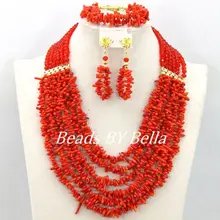 Чудесный женский свадебный ювелирный набор, Африканский Свадебный коралловые свадебные украшения, бусы, комплект с ожерельем для вечеринки, модная новинка,, ABY078