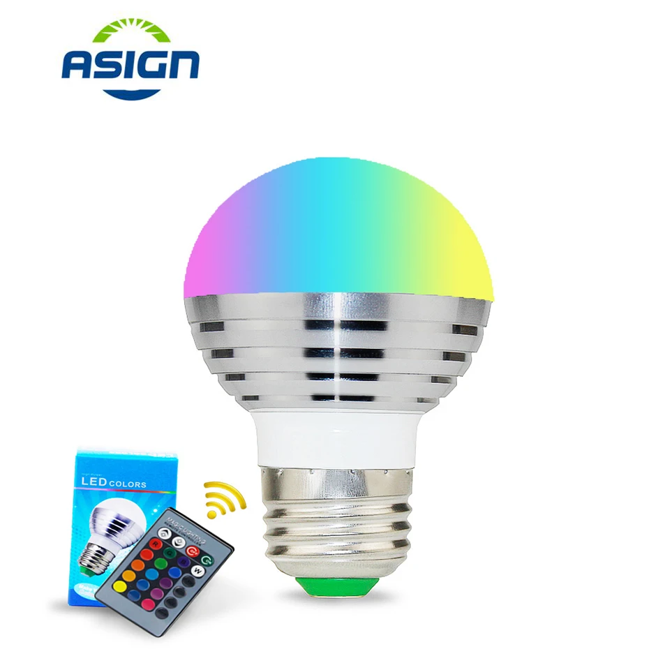 E27 E14 светодиодная RGB лампа 16 цветов меняющая AC85 265V Светодиодная с регулируемой