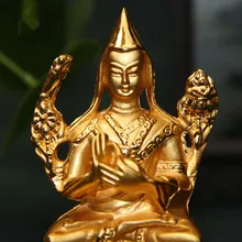 Украшать кладя статуя, маленький карман ручки эффективные ремесла, транского золота 8 см сплав Медный позолоченный Тибетский tsungkhapa Будда
