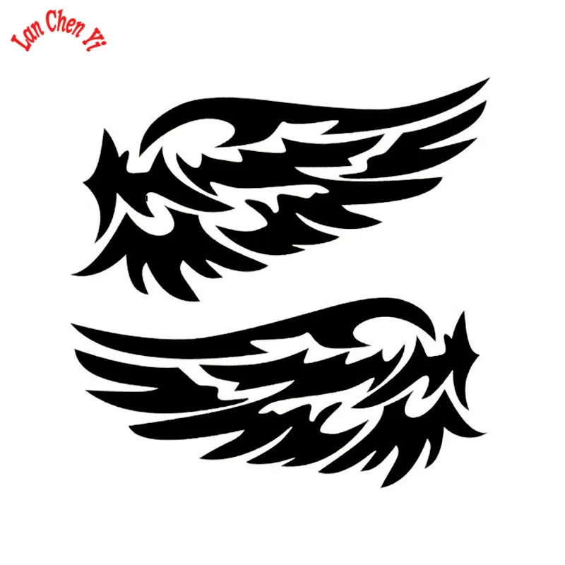 

JD152 Guardian Angel Wings Vinyl Decal Motorcycle Car Sticker For Window Bumper Laptop Black/Silver