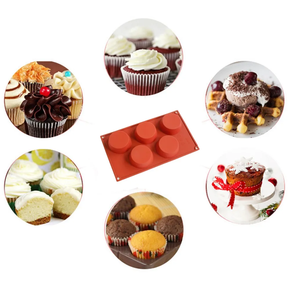 

5 Big Cylinders Round Cake Mould Cookie Mould Flexible Silicone Soap Mould