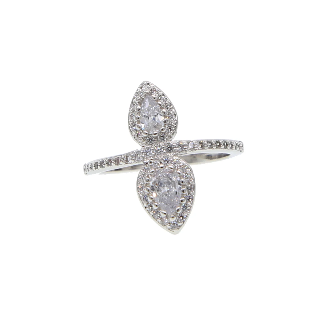 silver color Copper Rings For Women Fashion Cubic Zirconia Princess Rings Wedding Engagement 2018 Bijoux Ring Jewelry