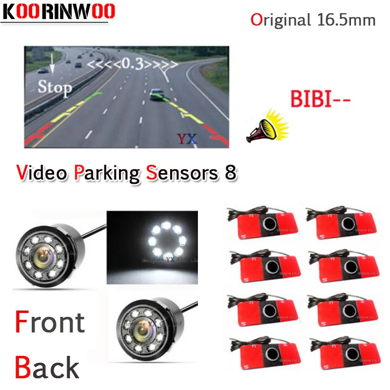

Koorinwoo Dual Core CPU Car Parking Sensor 8 Reversing Video System Detector Parktronic Rear View Mirror Radar Blind Car Camera