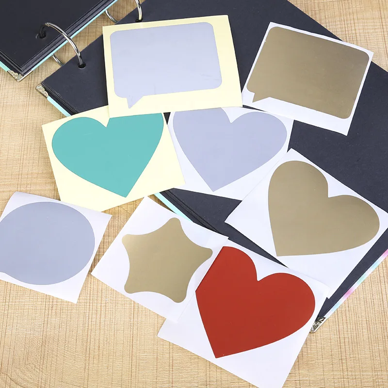 10PCs/pack DIY Love Heart Gold Red Scratch Coating Stickers Note Love Letter Scratch Card Decoration Label Gift