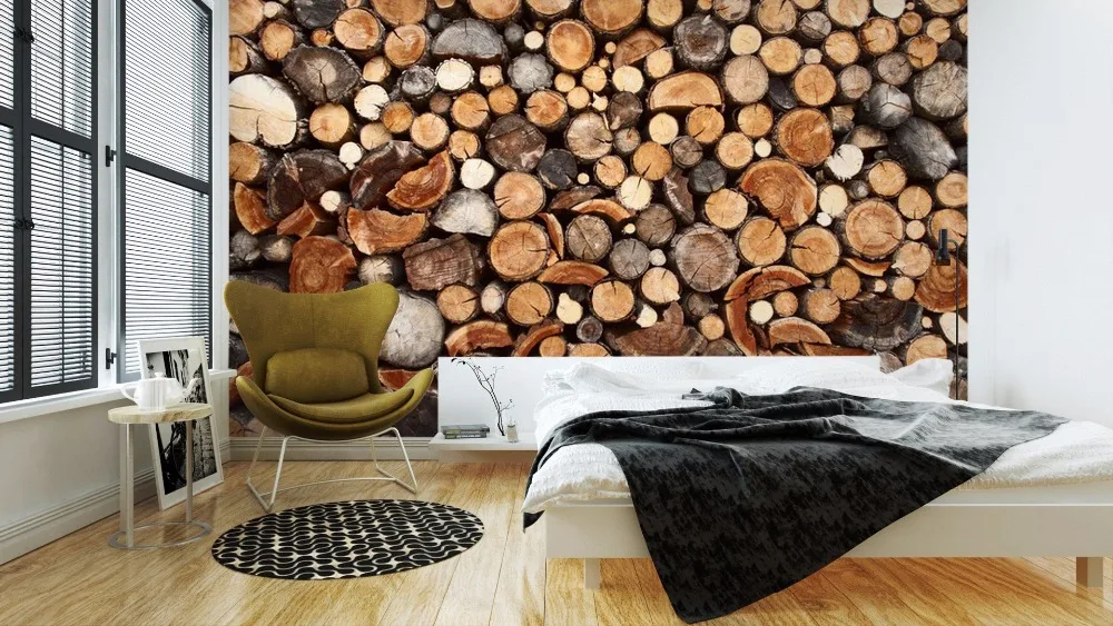 self-adhesive-wall-murals-bedroom-themes-pile-of-chopped-fire-wood