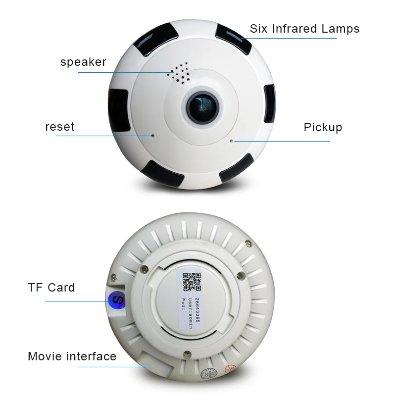 HD 960P Wifi IP Camera 360 Degree Panoramic Wide Angle Mini CCTV Surveillance Camera Smart Wireless IP Dome Camera Home Security