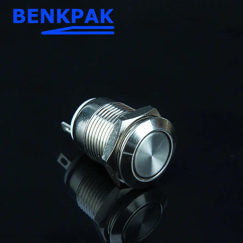 

BENKPAK 12mm Waterproof Momentary Metal Push Button Switch Car Start Horn Speaker Bell Automatic Reset 12mm metal switch