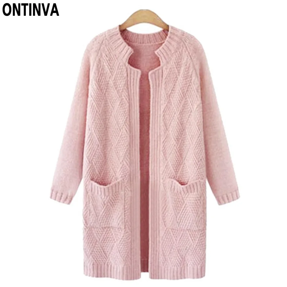 Buy Pink Plus Size Cute Cardigans Sweater Woman