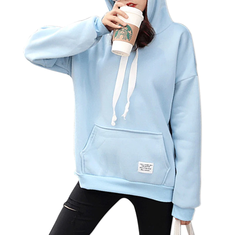 2018 New Solid Color Maiden Style Casual Loose Large Size Women's Hoodies Pullover Jumper Hooded Long-sleeved Sweatshirts Tops Hoodies