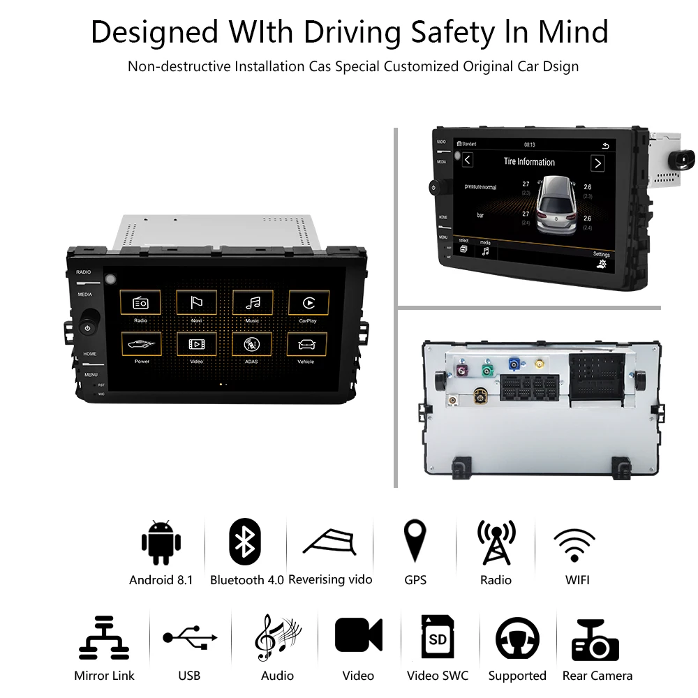 Best car multimedia video dvd player android 8.1 2G/32G gps bluetooth for Volkswagen  For VW Passat CC/golf6 2011 polo/caddy/Scirocco 3