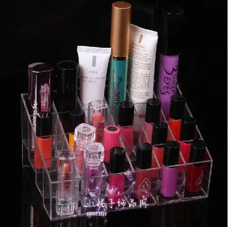 24Cases/Set Clear Trapezoid Makeup Display Lipstick Stand Case Cosmetic Organizer Holder