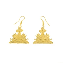 Золотые серьги в стиле «Гаити», растение для женщин, ювелирные изделия, подарки от Haiti Ayiti, этнические# J0610