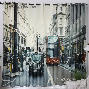 

Street view bus living room bedroom curtains with modern blackout curtains home decor curtains with sturdy blackout curtains