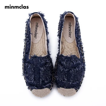 

Minmclas Tassel Alpargatas Espadrilles New Comfortable Slip-on Womens Casual Slippers Breathable Flax Hemp Canvas Girls Summer