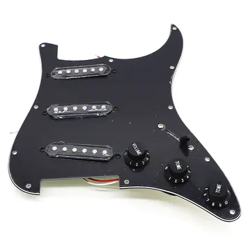 

Loaded Strat Electric Guitar Pickguard Prewired ST Pickguard with Ceramic Single Colis Pickups Black Fits For Fende r