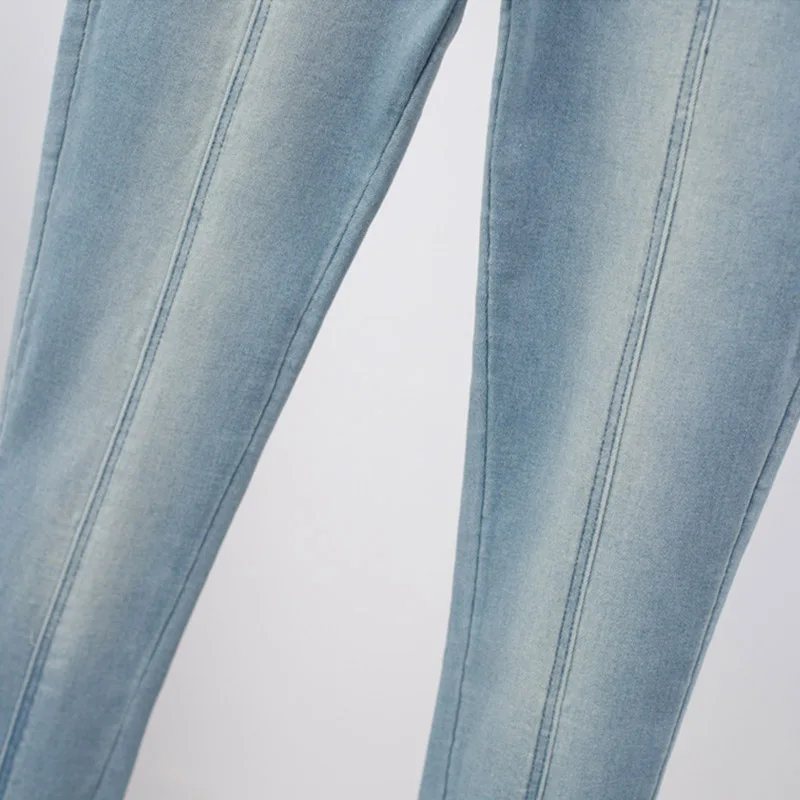 MIAOQING/женские джинсы с высокой талией, узкие Стрейчевые джинсы из денима с золотыми пуговицами, облегающие джинсы для женщин, повседневные узкие брюки
