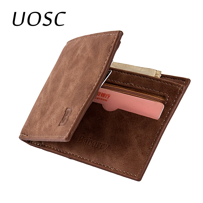 

UOSC Coin Bag Zipper 2018 New Men Short Wallets Small Money Purses Wallets Card Holder Dollar Price Top Slim Men Wallet For Male