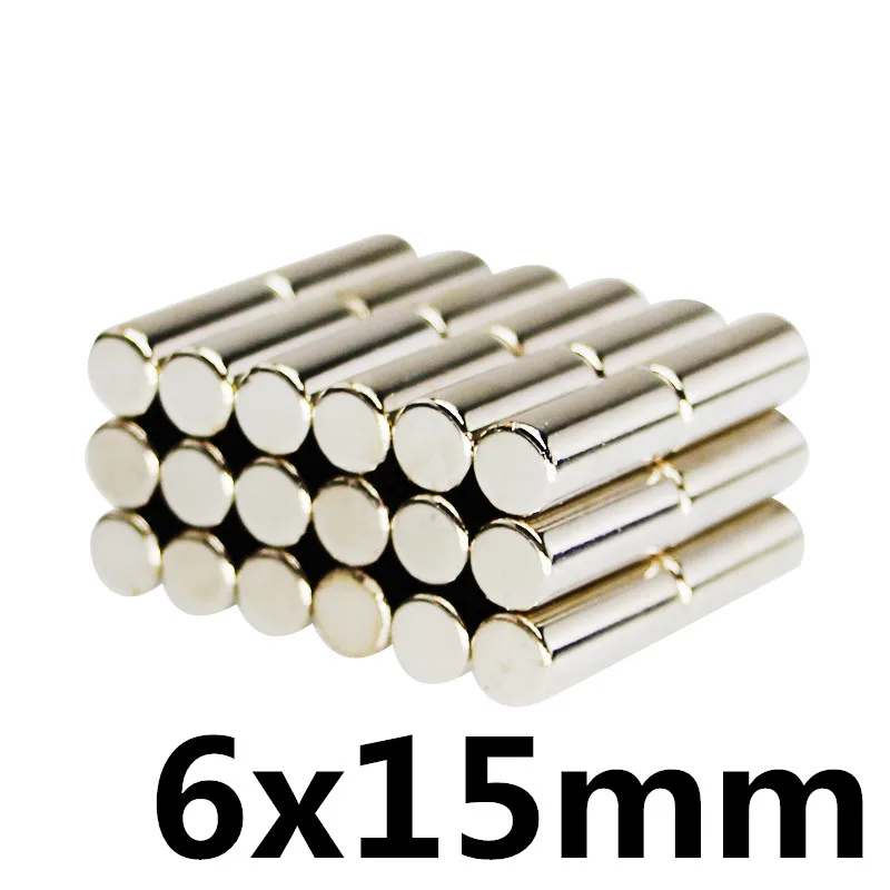 

10pcs 6mm x 15mm Strong Round Cylinder 6x15 Neodymium Industrial Magnet 6*15 NEW Art Craft Connection 6 mm x 15 mm