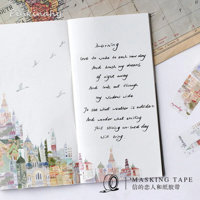 

Hand-Painted Fairy Tales Castle / City / Town Washi Tape Adhesive Tape DIY Scrapbooking Sticker Label Masking Tape