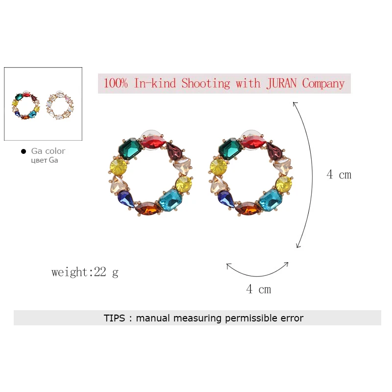 JURAN Модные Разноцветные Кристальные Висячие серьги для женщин трендовые рождественские подарки для девушек Висячие массивные Свадебные украшения